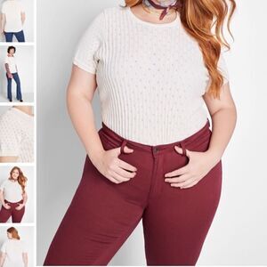 ModCloth White Cable Knit My Treat Neutral Pullover Sweater Sizes 1X New